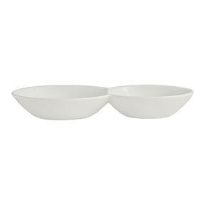 White Album 2 Compartment Gourmet Sauce Dish 18 x 2.5cm 17cl (7 1/8 x 1" 6oz) - Pack 12