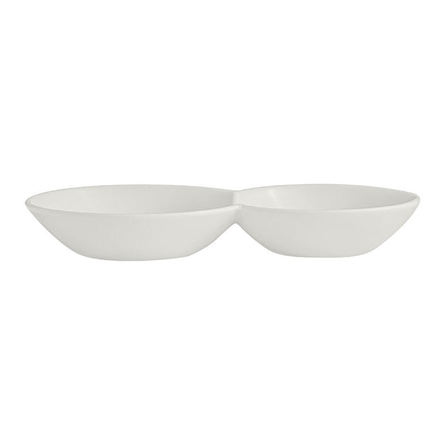White Album 2 Compartment Gourmet Sauce Dish 18 x 2.5cm 17cl (7 1/8 x 1" 6oz) - Pack 12