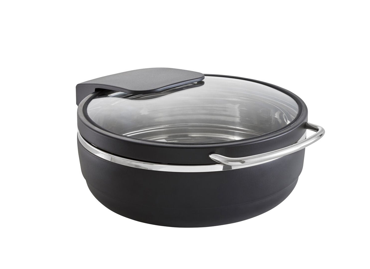 Excellent Black & Stainless Steel Round Induction Chafer 39 x 19cm (15 1/3 x 7 1/2") - Pack 1