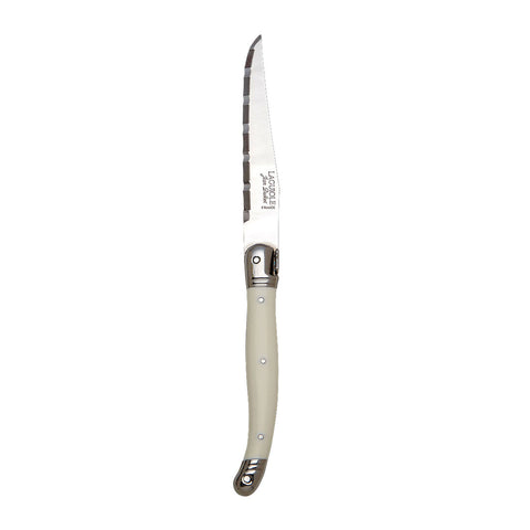 Laguiole White Handle Steak Knife Serrated 1.2mm Blade - Pack 6