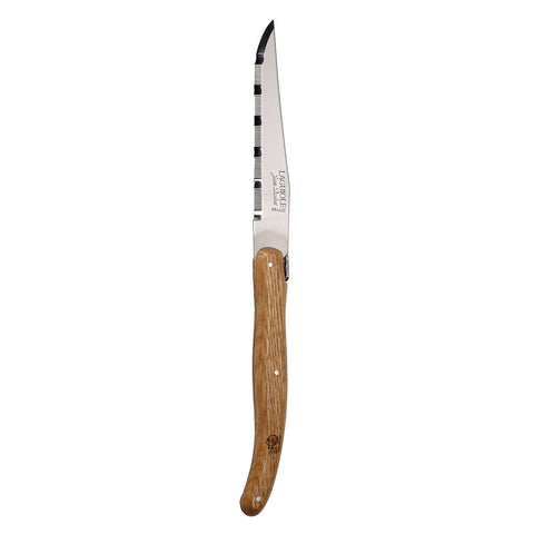 Laguiole Oakwood Handle Serrated Steak Knife 1.2mm Blade - Pack 6