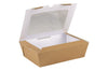 Cardboard food container with a white lid on a white background