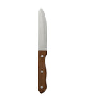 Steak Knife Rounded Serrated Blade Pineapple Wood Handle With Rivets 13cm (5") - Pack 12