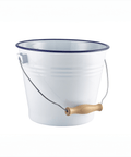 Enamel Bucket White with Blue Rim 22cm Dia