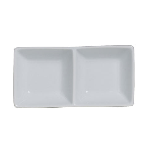 Cafe Porcelain Double Well Tray 14.5 x 7cm 6cl (5 3/4 x 2 3/4" 2oz) - Pack 12