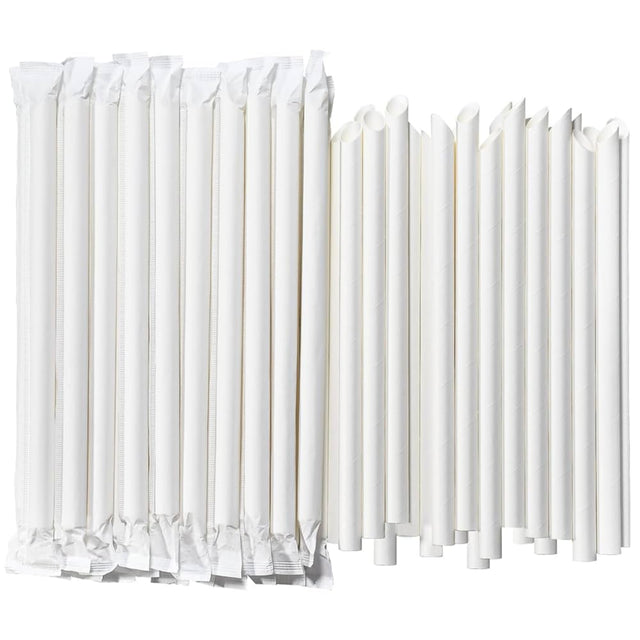 Wrapped PLA White Bubble Tea Straw - 100pk