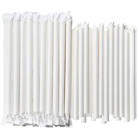 Wrapped PLA White Bubble Tea Straw - 1000pk