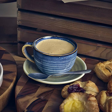 aqua blue terra porcelain coffee cup and saucer