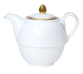Burnished Gold Coupe Tea Set For One Teapot 12.4cm 46cl (5" 16oz) - Pack 6
