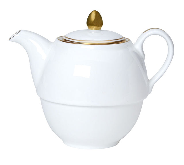 Burnished Gold Coupe Tea Set For One Teapot 12.4cm 46cl (5" 16oz) - Pack 6