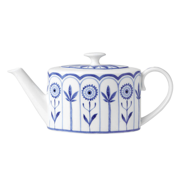 Sultan's Garden Blue Coupe 2 Cup Oval Teapot 10cm 55cl (4" 19 1/3oz) - Pack 6