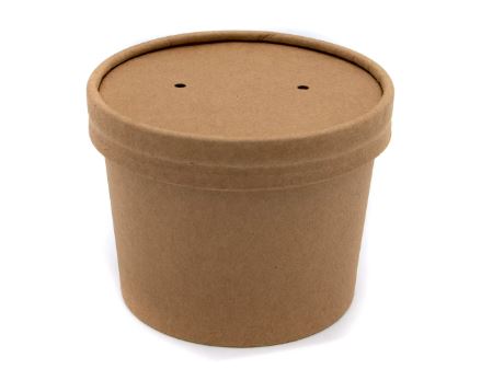 8oz Kraft Heavy Duty Soup Container & Paper Lid - 500pk