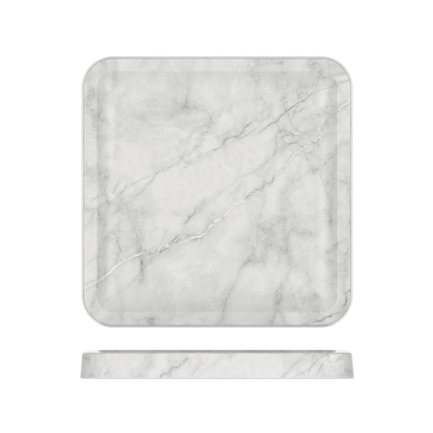 White Marble Agra Melamine Tray 23 x 23cm