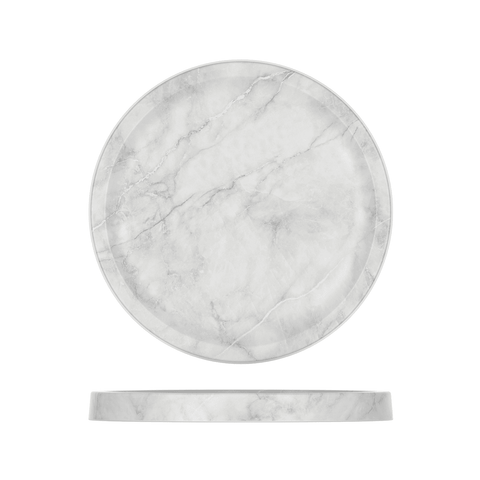 White Marble Agra Melamine Round Tray 23cm