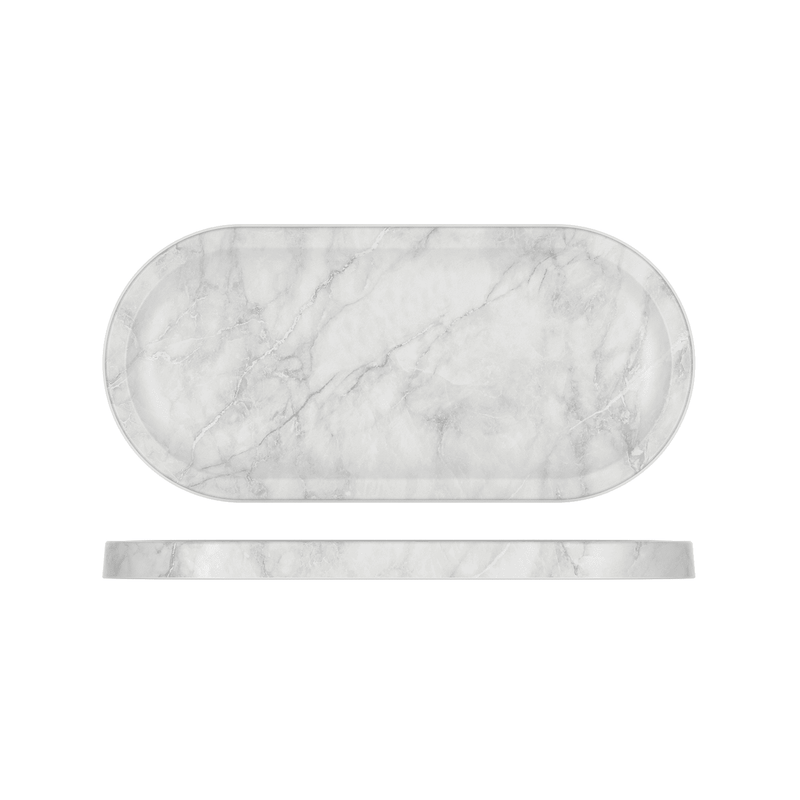 White Marble Agra Melamine Oval Tray 32 x 15cm