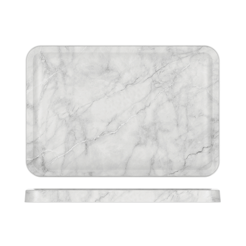 White Marble Agra Melamine Tray 34 x 23cm