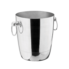 Stainless steel wine cooler bucket on a white background
