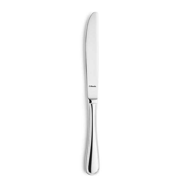 stainless steel dessert knife on a white background