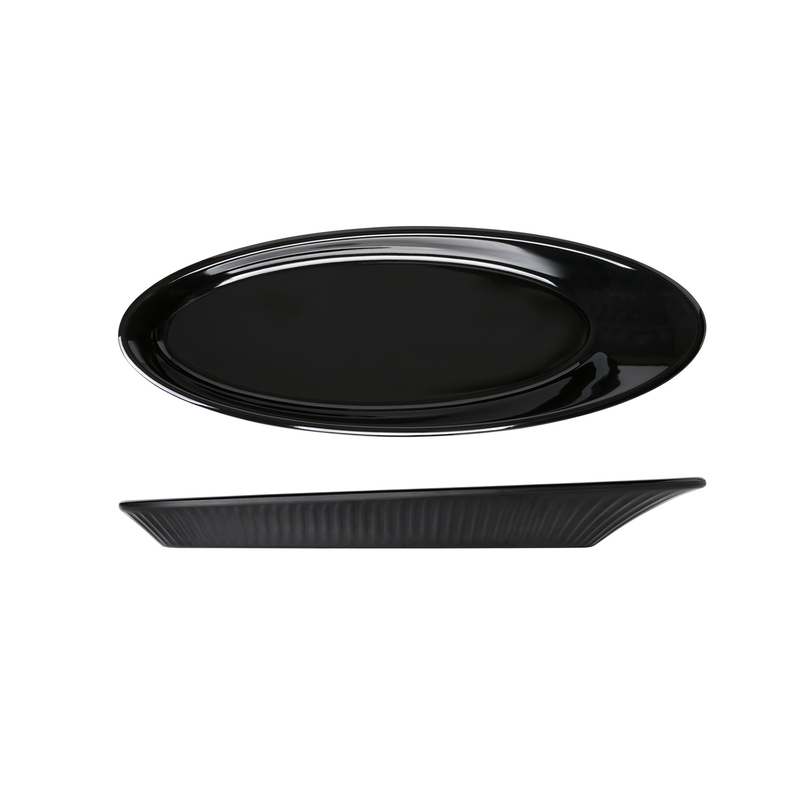 Midnight Black Boston Melamine Oval Plate 25.5 x 9.2cm