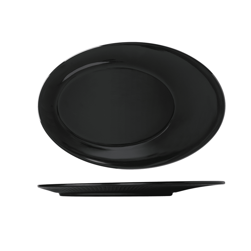 Midnight Black Boston Melamine Oval Plate 30.5 x 20.7cm
