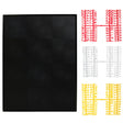 A black peg board with small red, white, and yellow letters arranged in a pattern on the surface.