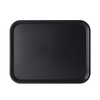 Black rectangular tray with textured surface on a white background