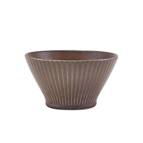 Terra Porcelain Black Fluted Conical Bowl 13cm