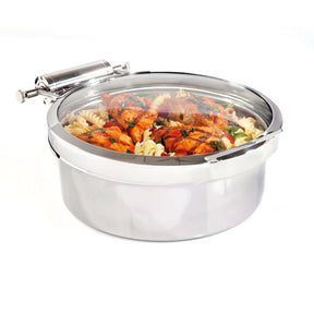 Stainless Steel Round Induction Chafer With Glass Lid 40.6 x 33 x 15.2cm 3.8ltr (16 x 13 x 6" 4qts) - Pack 1