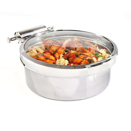 Stainless Steel Round Induction Chafer With Glass Lid 40.6 x 33 x 15.2cm 3.8ltr (16 x 13 x 6" 4qts) - Pack 1
