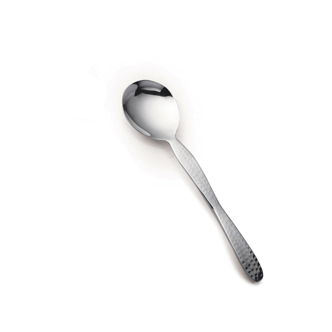 Hammered Serving Utensils Medium Solid Spoon 24.4cm (10") - Pack 6