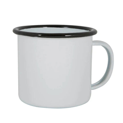 Enamel Mug White with Black Rim 12.5oz- Pack 1
