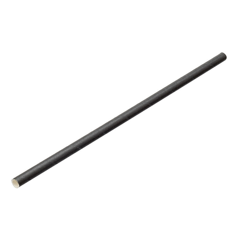 Paper Solid Black Straw 8" (20cm)