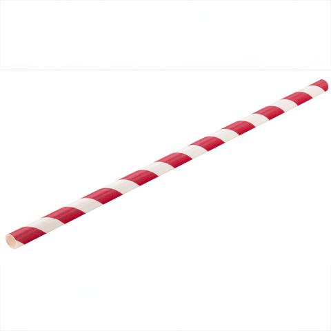 Paper Red Stripe Straw 8" (20cm)