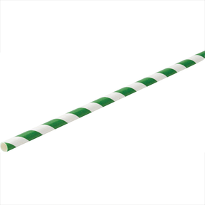 Paper Green Stripe Straw 8" (20cm)