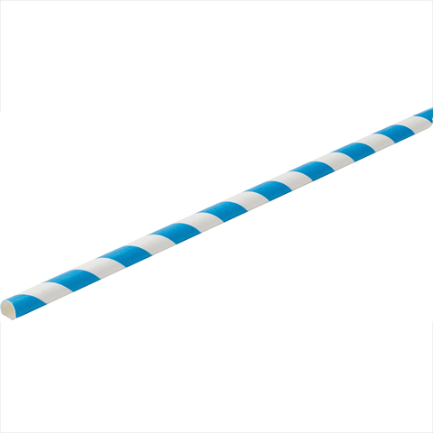 Paper Blue Stripe Straw 8" (20cm)