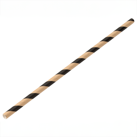 Paper Brown/Black Stripe Straw 8" (20cm)