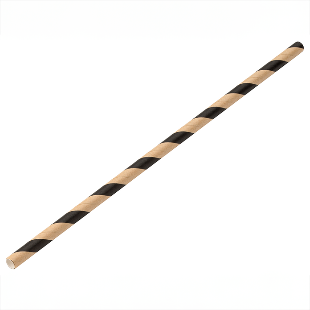 Paper Brown/Black Stripe Straw 8" (20cm)