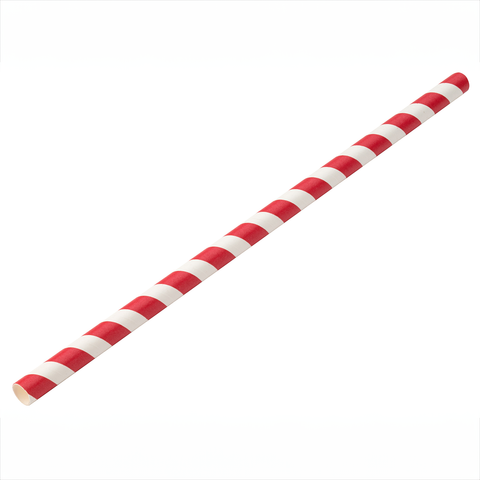 Paper Jumbo Red Stripe Straw 9" (23cm) 8mm Bore