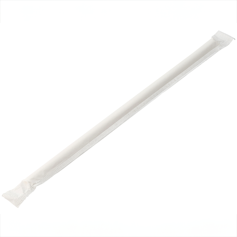 Paper Wrapped White Straw 8" (20cm) Box of 250