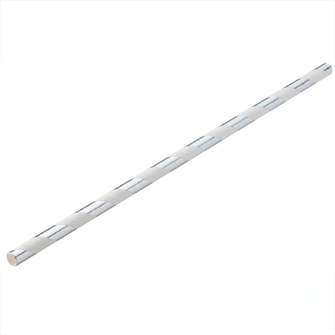 Paper Silver Stripe Straw 8" (20cm) Box of 250