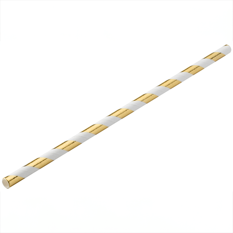 Paper Gold Stripe Straw 8" (20cm) Box of 250