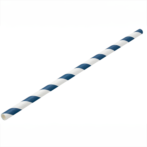 Paper Navy/White Stripe Straw 8" (20cm) Box of 250