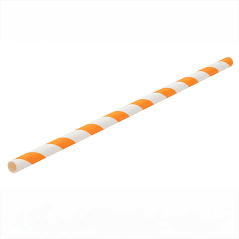 Paper Orange/White Stripe Straw 8" (20cm)