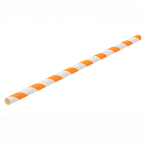Paper Orange/White Stripe Straw 8" (20cm)