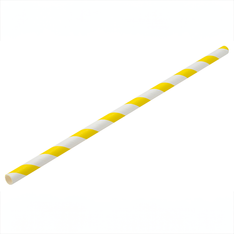 Paper Yellow/White Stripe Straw 8" (20cm)