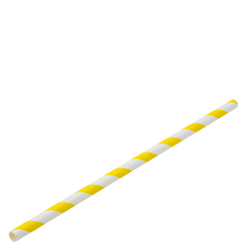 Paper Yellow/White Stripe Straw 8" (20cm) - Pack 24