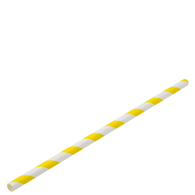 Paper Yellow/White Stripe Straw 8" (20cm) - Pack 24