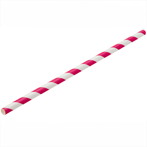 Paper Pink/White Stripe Straw 8" (20cm) Box of 250