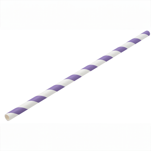 Paper Lilac/White Stripe Straw 8" (20cm)