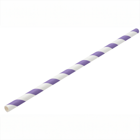 Paper Lilac/White Stripe Straw 8" (20cm)